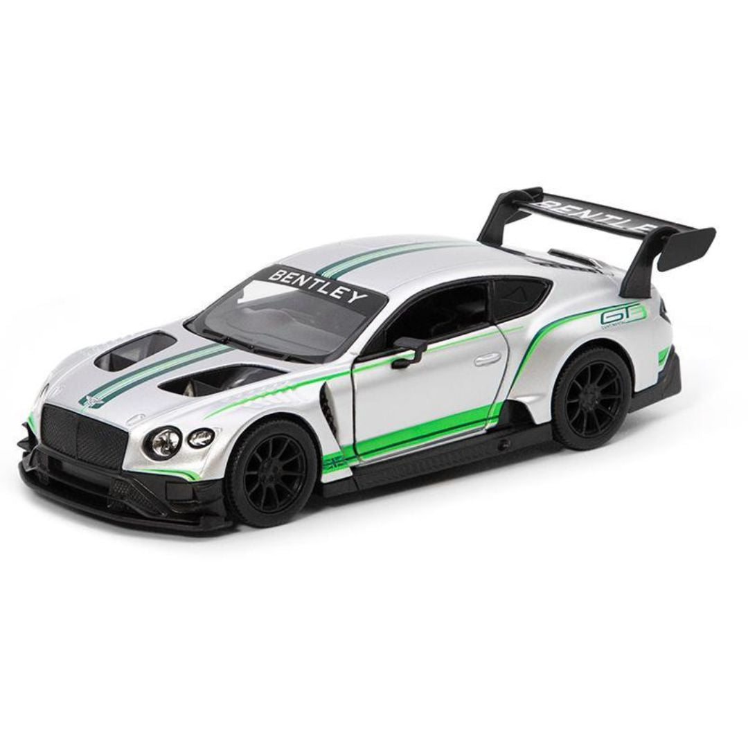 Silver Bentley Continental GT3 1:38 Scale Die-Cast Car By Kinsmart -Kinsmart - India - www.superherotoystore.com