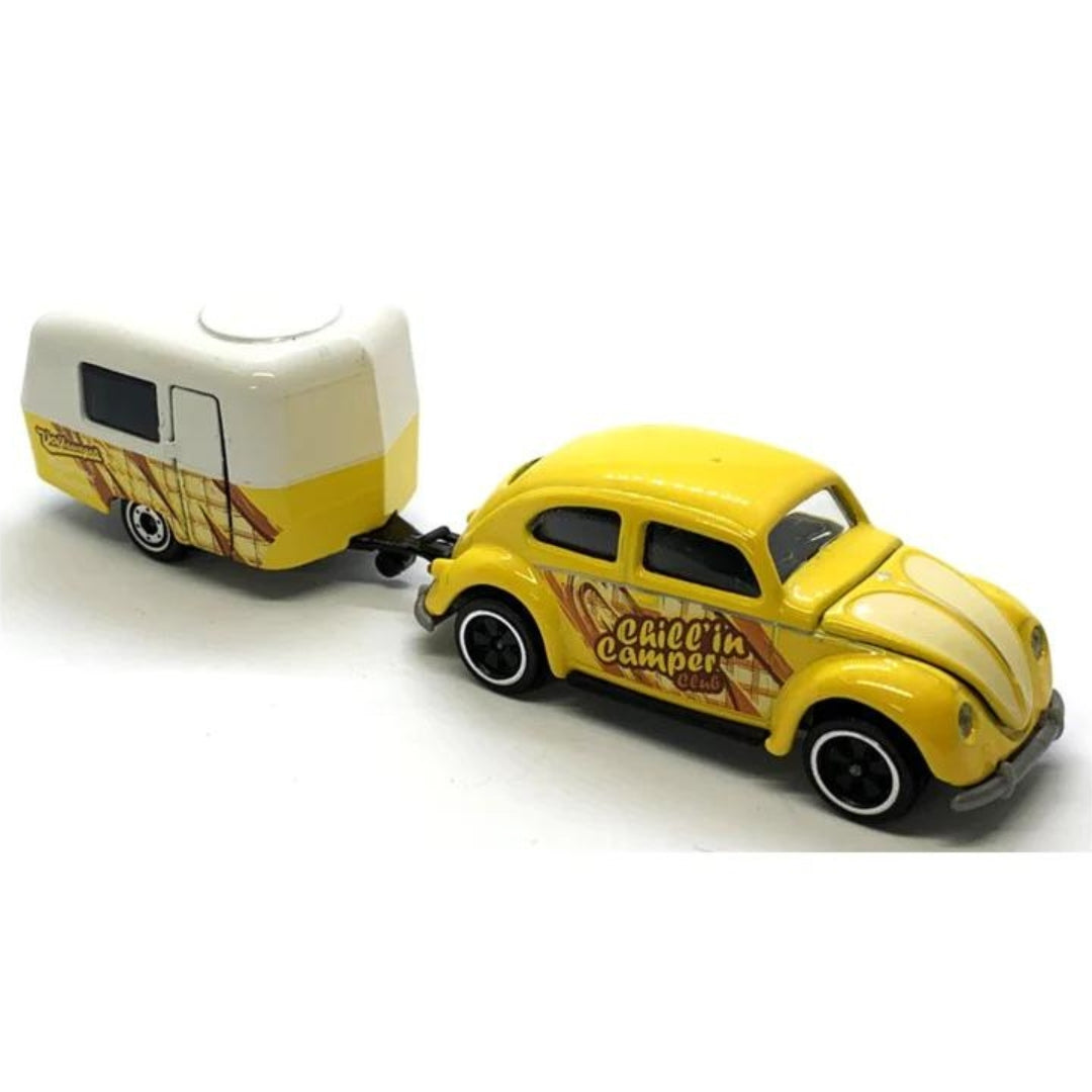 Chill'in Camper Club Volkswagen Beetle With Airstream Trailer 1:64 Scale Die-Cast Car by Majorette -Majorette - India - www.superherotoystore.com