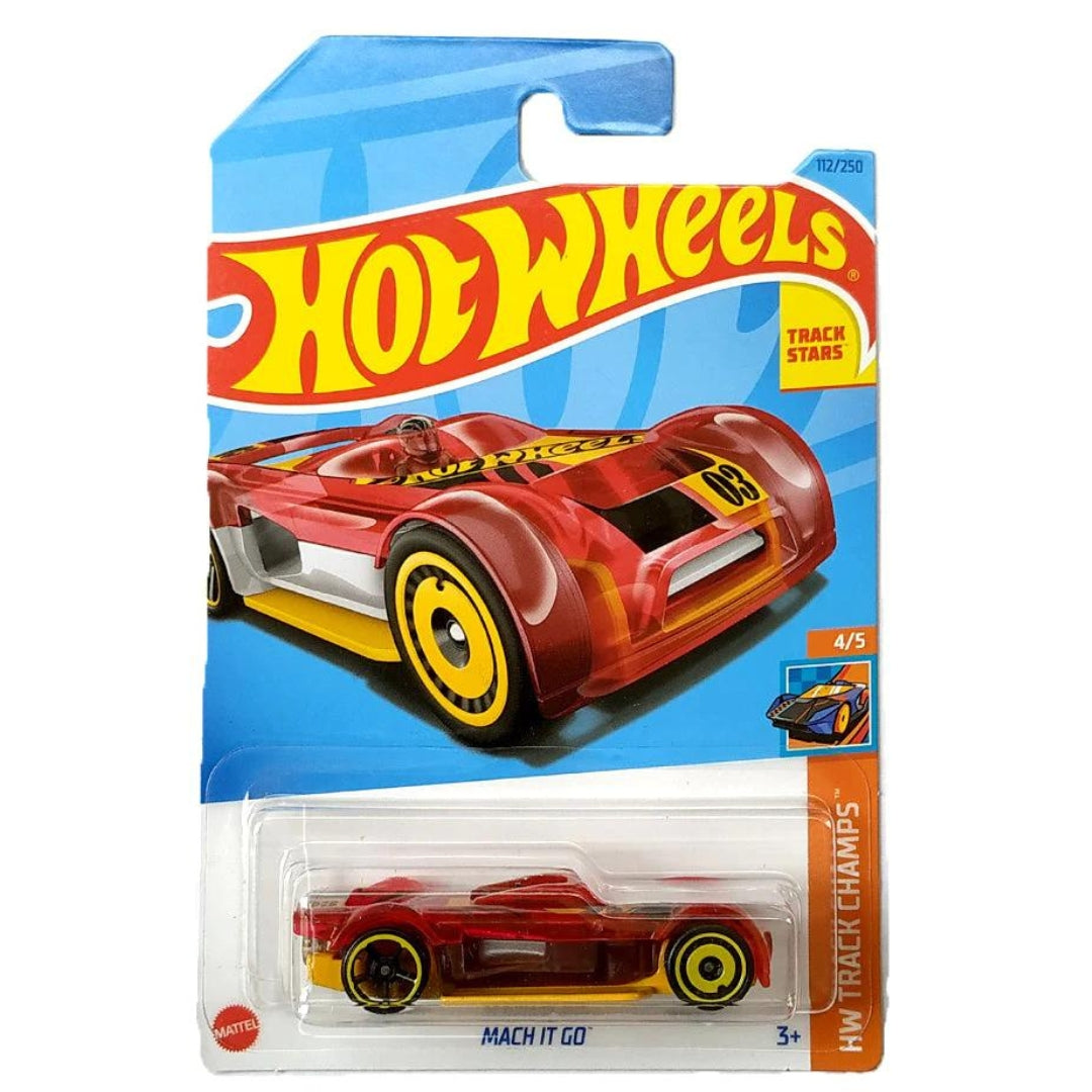 HW Track Champs Red Mach It Go (112/250) 1:64 Scale Die-Cast Car By Hot Wheels -Hot Wheels - India - www.superherotoystore.com