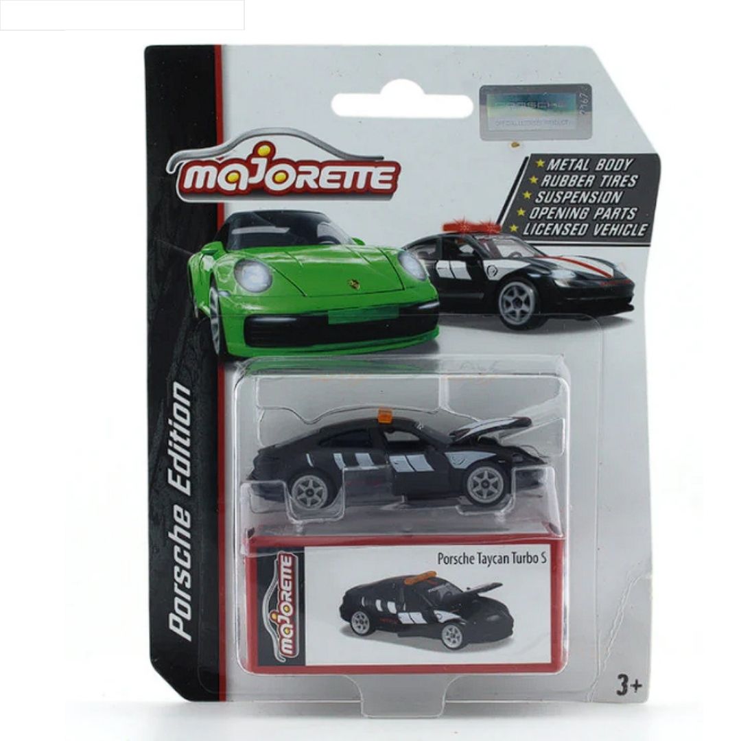 BLACK PORSCHE TAYCAN TURBO S 1:64 Scale Die-Cast Car By Majorette -Majorette - India - www.superherotoystore.com