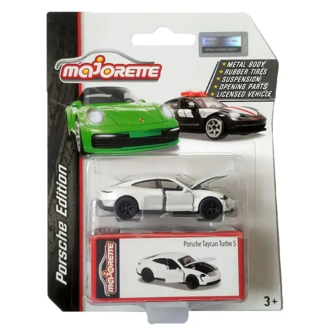 WHITE PORSCHE TAYCAN TURBO S 1:64 Scale Die-Cast Car By Majorette -Majorette - India - www.superherotoystore.com