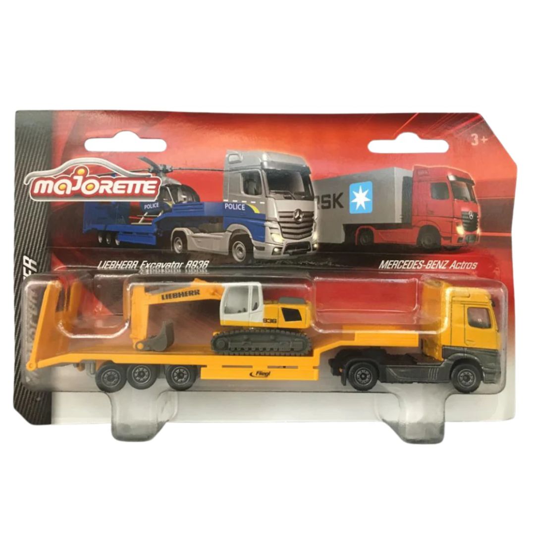 Mercedes Benz Actros &amp; Liebherr Excavator A936 Die Cast Set By Majorette