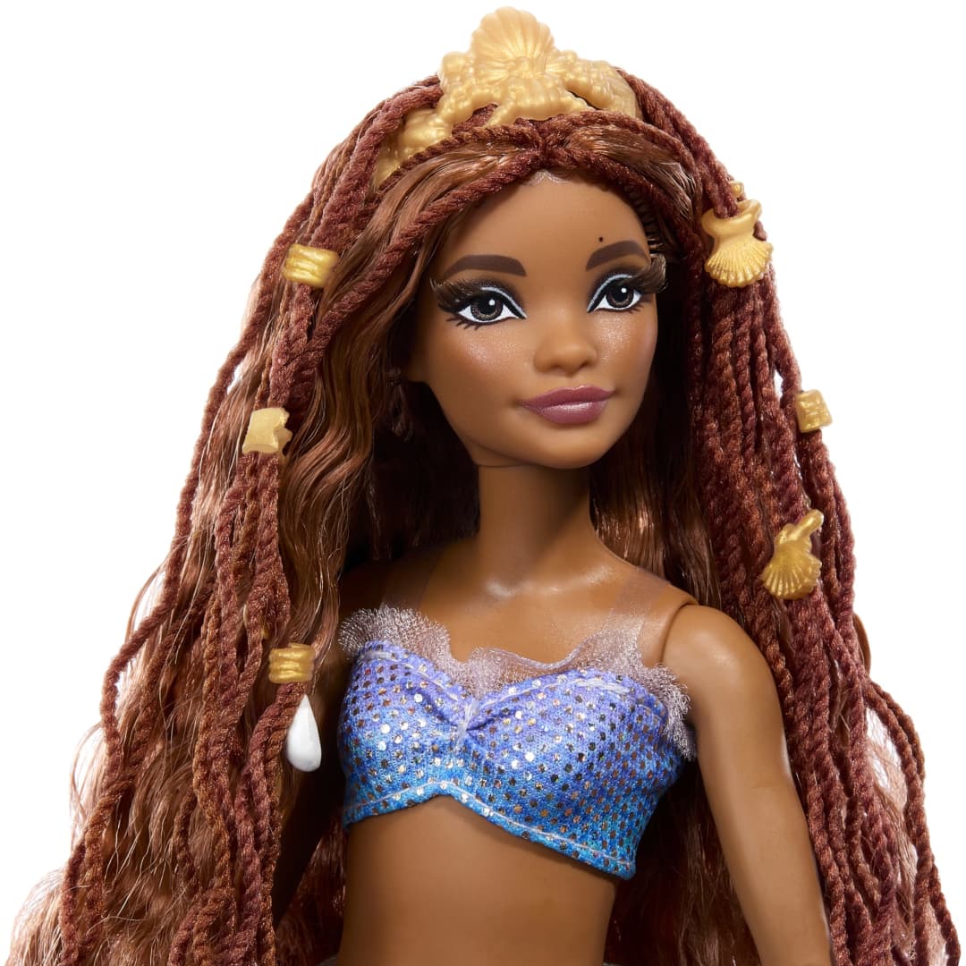 Disney the Little Mermaid Deluxe Mermaid Ariel Doll With Hair Beads And Stand by Mattel -Mattel - India - www.superherotoystore.com