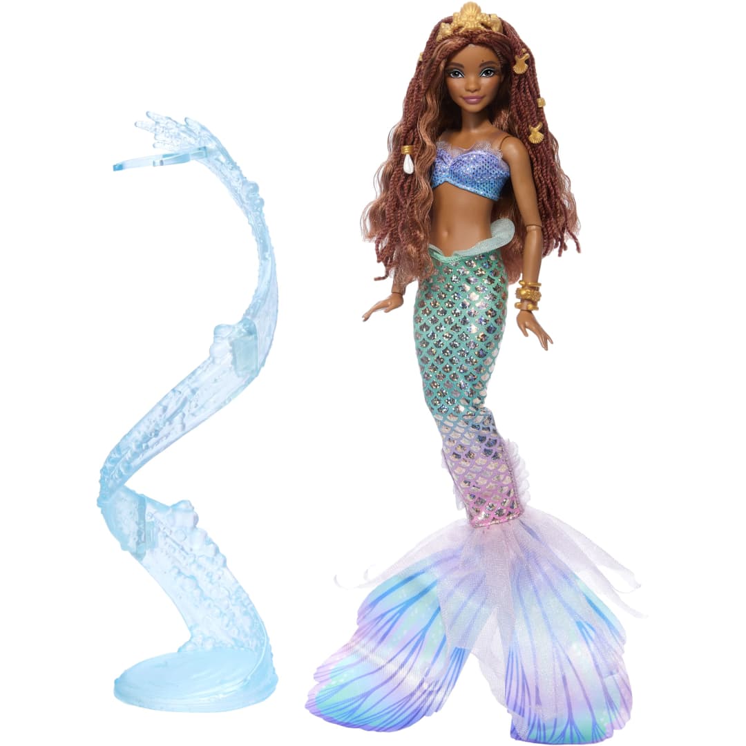 Disney the Little Mermaid Deluxe Mermaid Ariel Doll With Hair Beads And Stand by Mattel -Mattel - India - www.superherotoystore.com