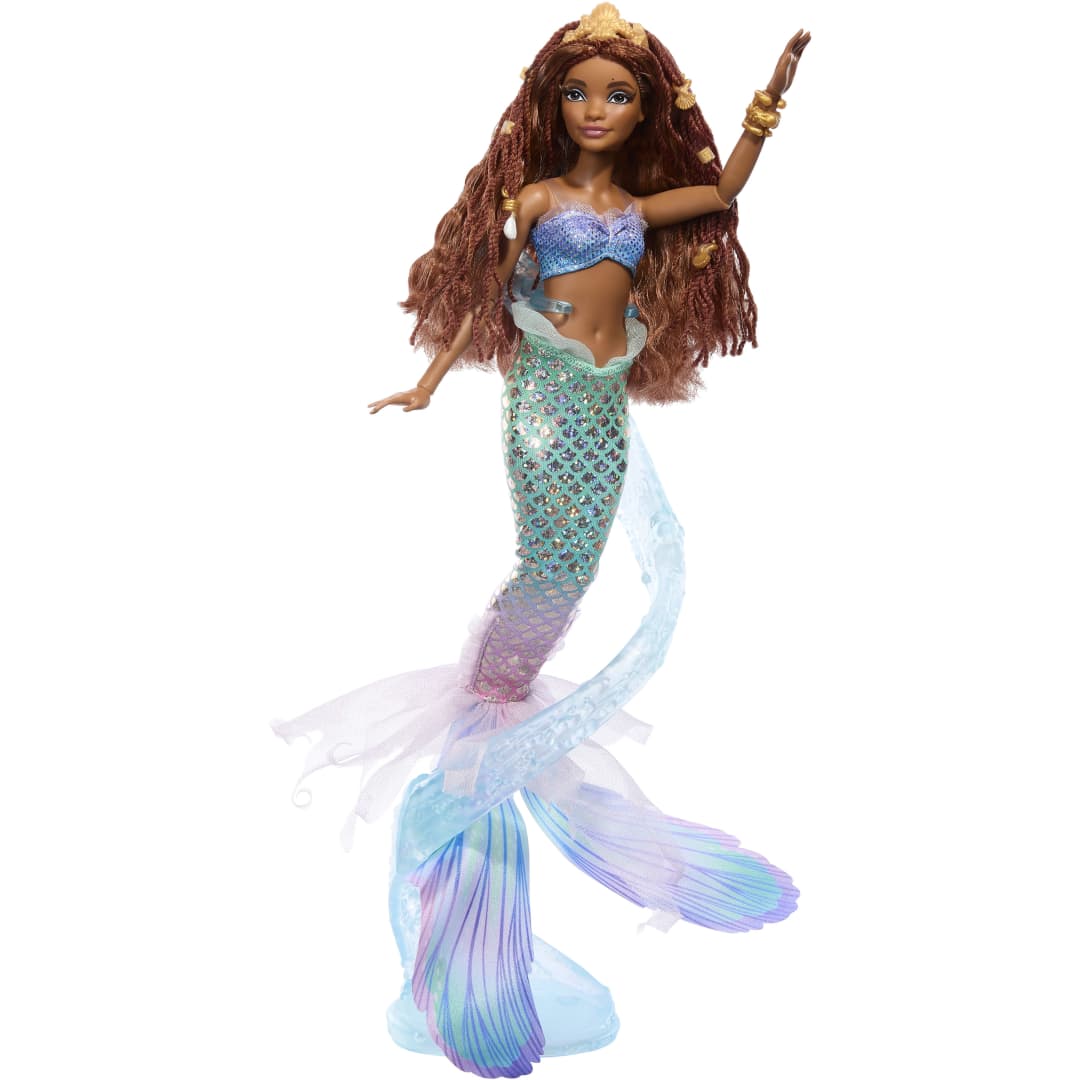 Disney the Little Mermaid Deluxe Mermaid Ariel Doll With Hair Beads And Stand by Mattel -Mattel - India - www.superherotoystore.com