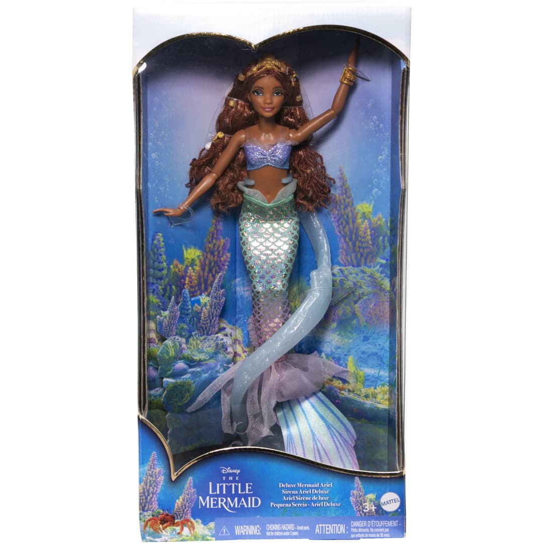 Disney the Little Mermaid Deluxe Mermaid Ariel Doll With Hair Beads And Stand by Mattel -Mattel - India - www.superherotoystore.com