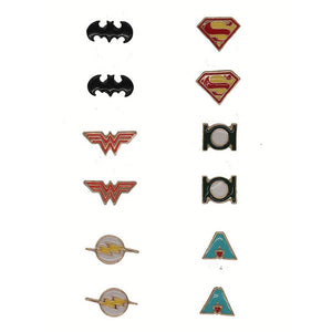 Justice League Earrings (Set of 6) by EFG -EFG - India - www.superherotoystore.com
