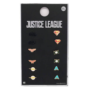 Justice League Earrings (Set of 6) by EFG -EFG - India - www.superherotoystore.com