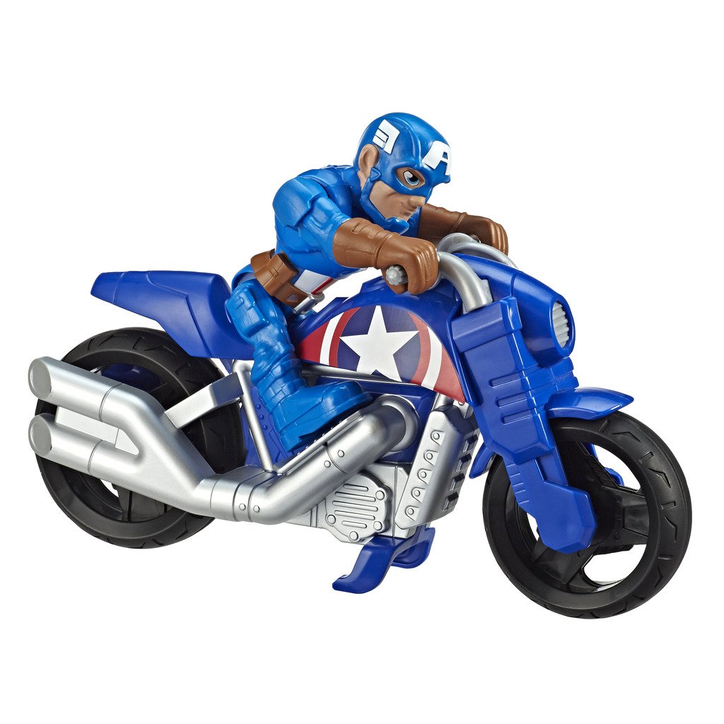 Superhero Adventures Captain America &amp; Victory Racer Wheels Figure By Hasbro (Bike Stand Broken) -Superherotoystore.com - India - www.superherotoystore.com