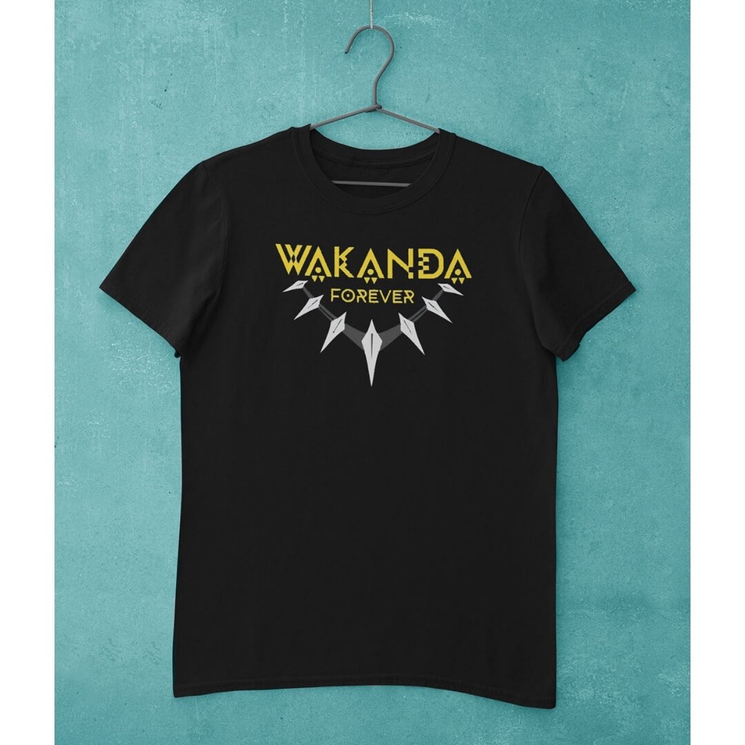 Black Panther Wakanda Forever T-Shirt -Celfie Design - India - www.superherotoystore.com