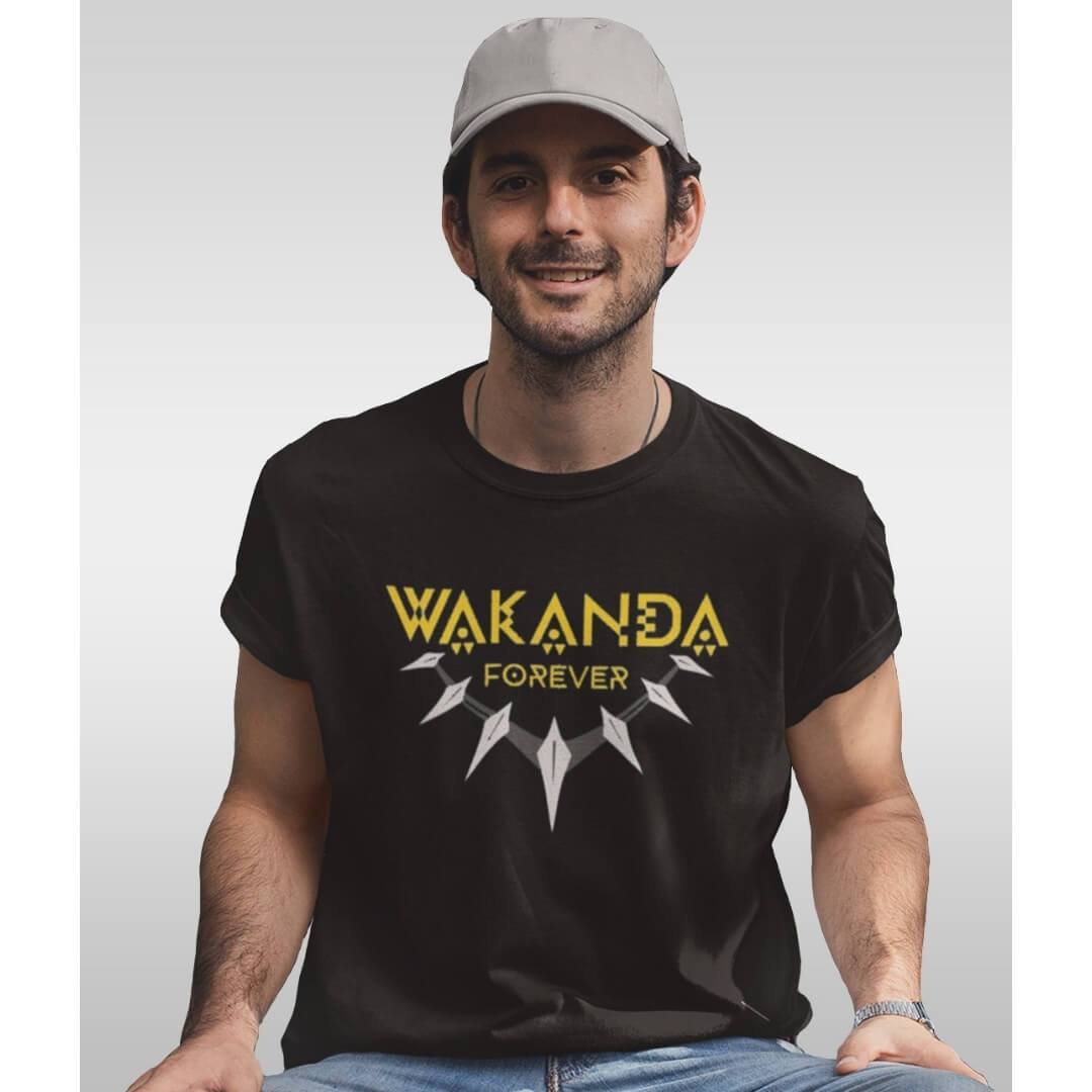 Black Panther Wakanda Forever T-Shirt -Celfie Design - India - www.superherotoystore.com