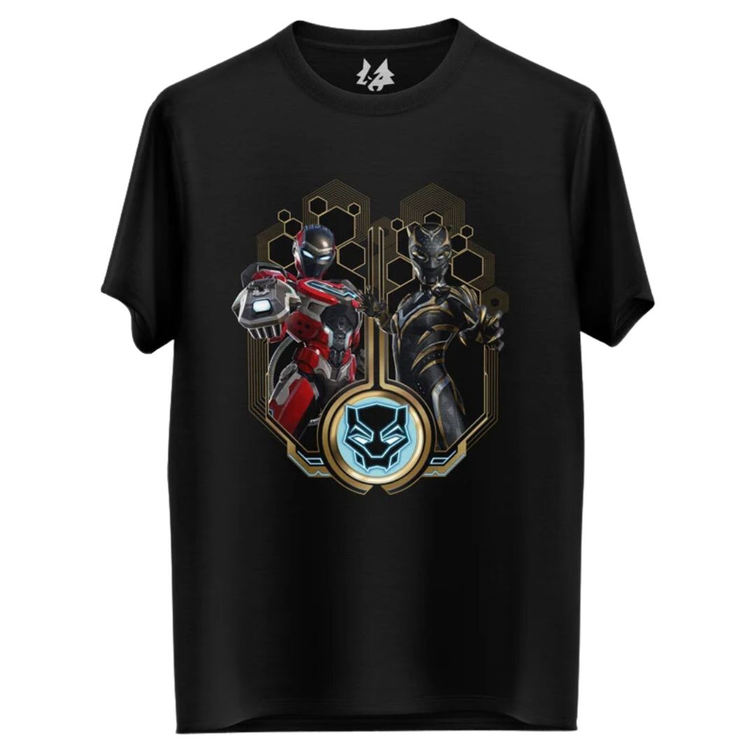 Black Panther With Ironheart T-Shirt -Redwolf - India - www.superherotoystore.com