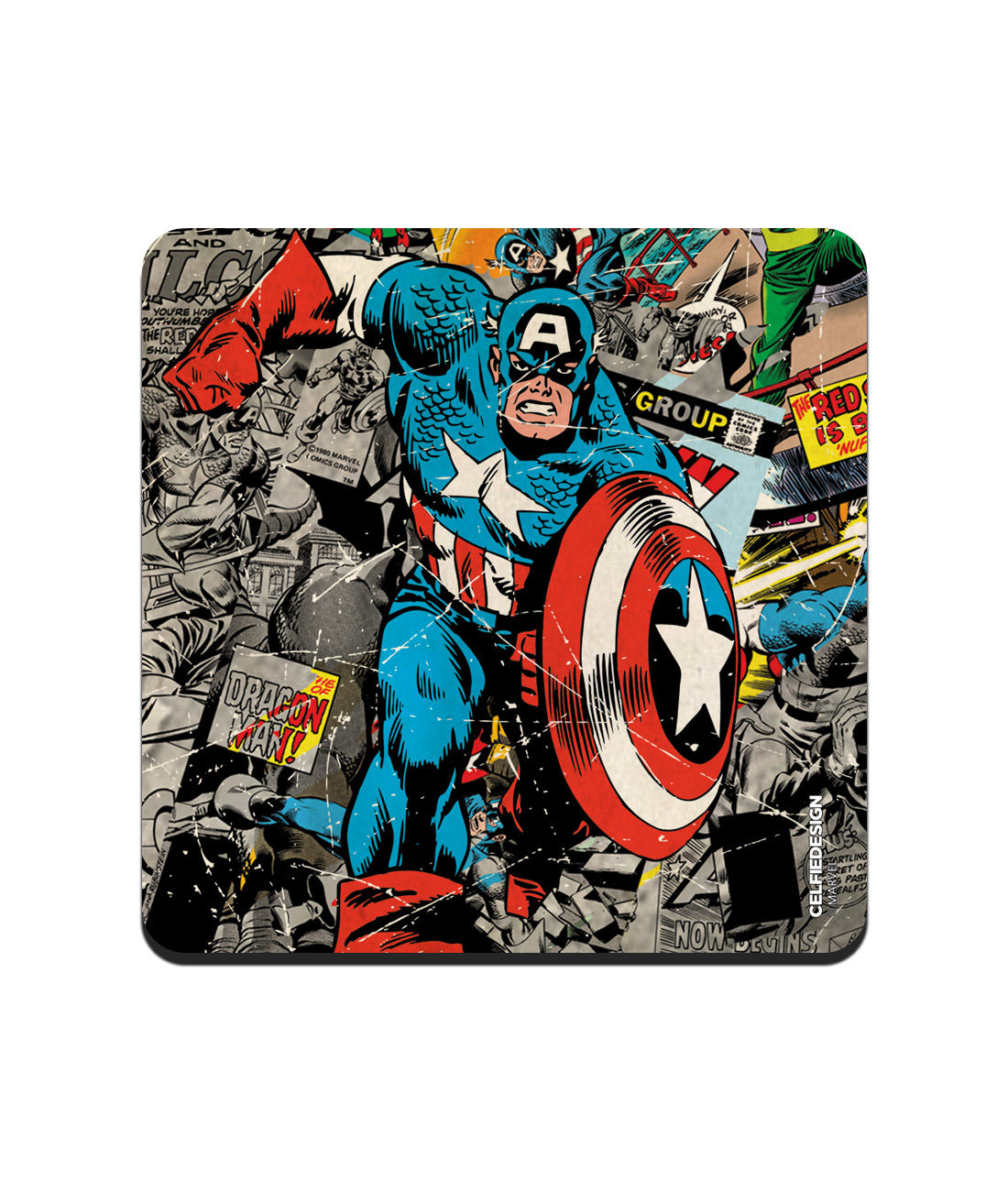 Comic Captain America - 10 X 10 (cm) Coasters -Celfie Design - India - www.superherotoystore.com