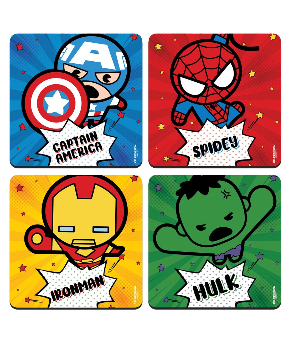 Marvel Kawaii Comic - 10 X 10 (cm) Coasters Set of 4 -Celfie Design - India - www.superherotoystore.com