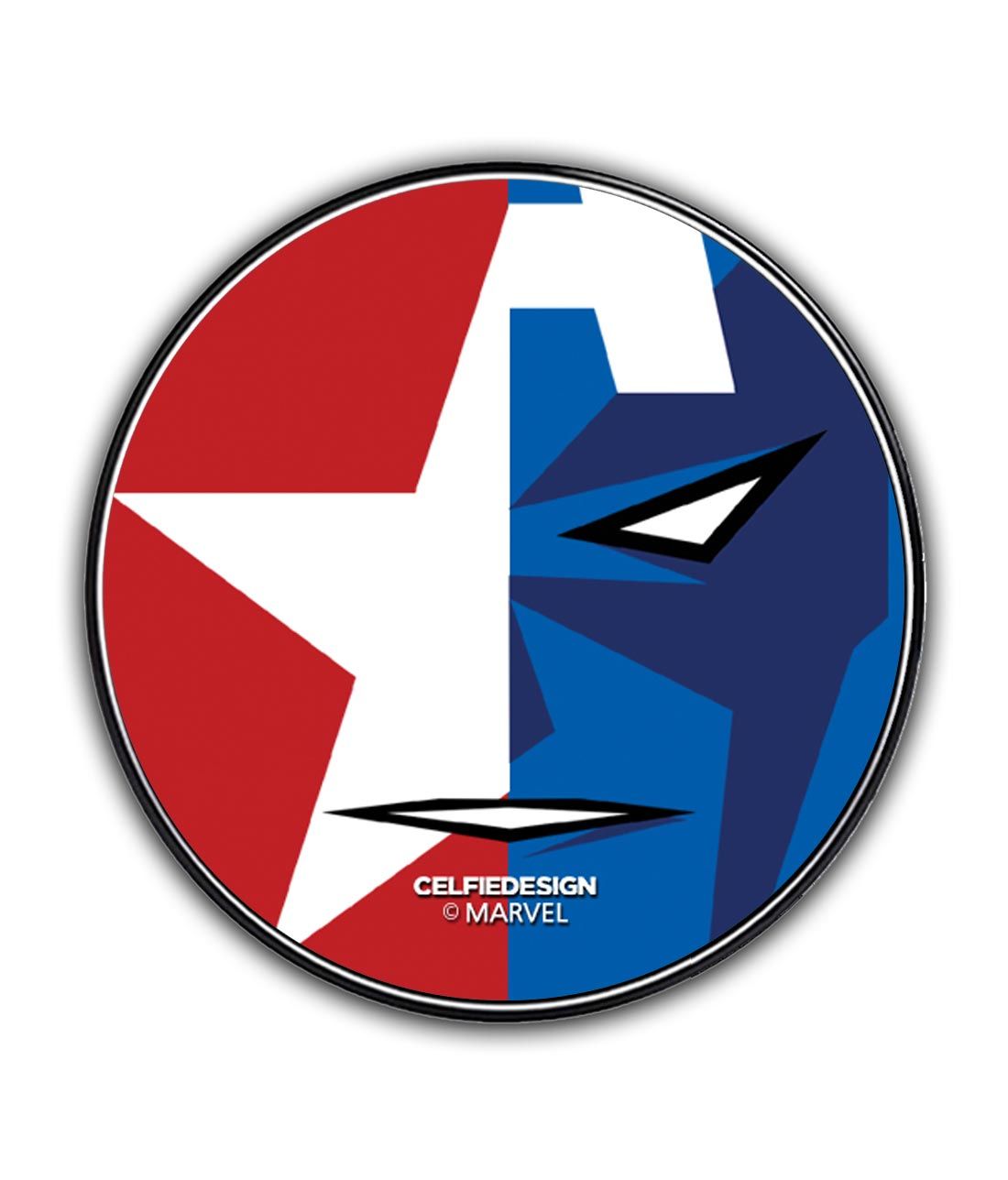 Face Focus Captain America - 10 X 10 (cm) Circular Coasters -Celfie Design - India - www.superherotoystore.com