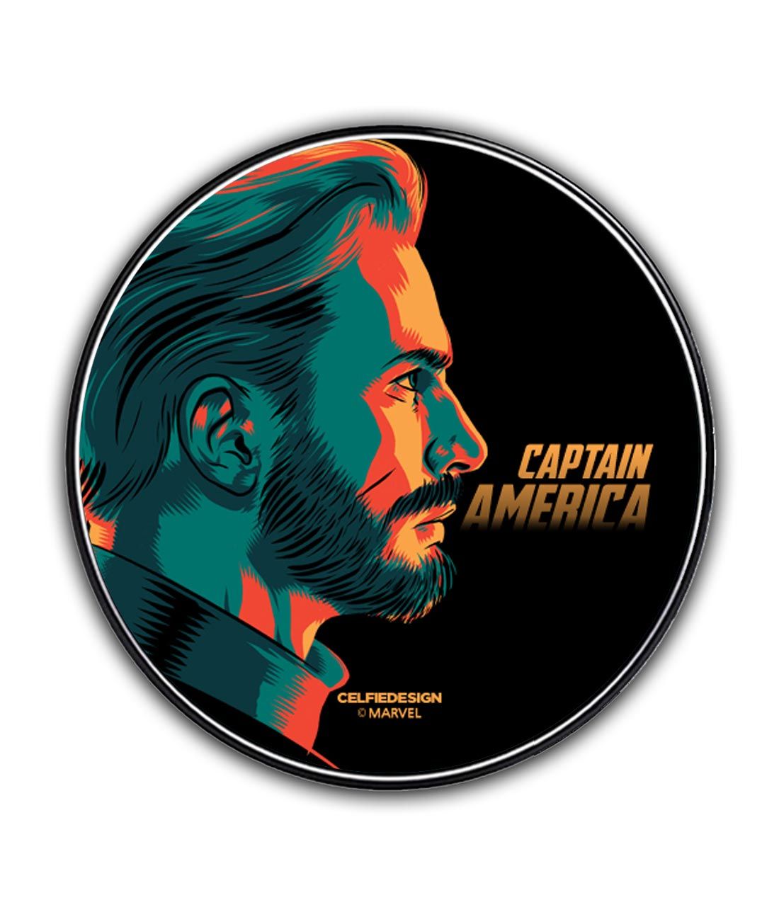 Illuminated Captain America - 10 X 10 (cm) Circular Coaster -Celfie Design - India - www.superherotoystore.com