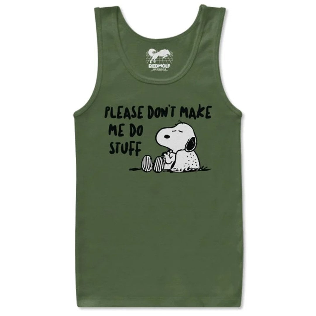 DON&#39;T MAKE ME DO STUFF - PEANUTS OFFICIAL TANK TOP -Redwolf - India - www.superherotoystore.com