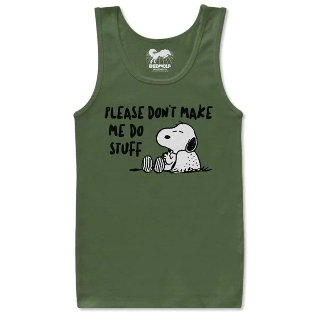 DON'T MAKE ME DO STUFF - PEANUTS OFFICIAL TANK TOP -Redwolf - India - www.superherotoystore.com