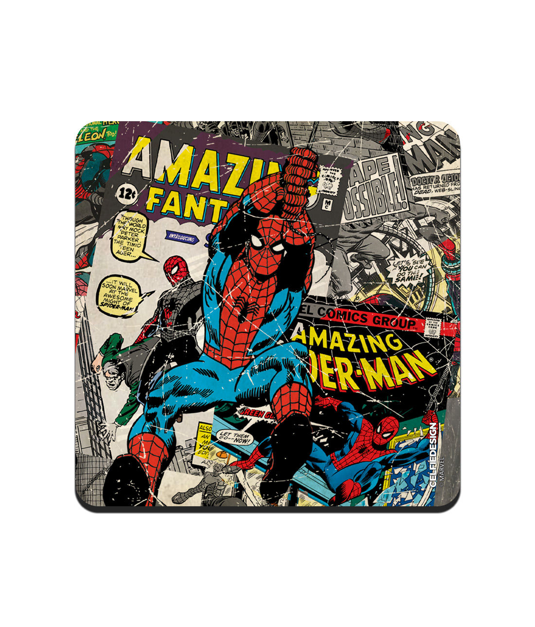 Comic Spidey - 10 X 10 (cm) Coasters -Celfie Design - India - www.superherotoystore.com