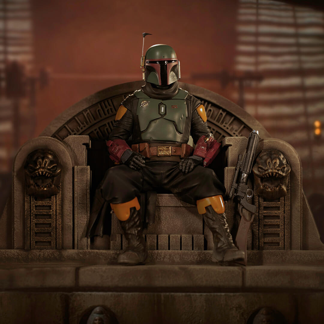 Star Wars The Mandalorian - Boba Fett On Throne Statue by Iron Studios -Iron Studios - India - www.superherotoystore.com