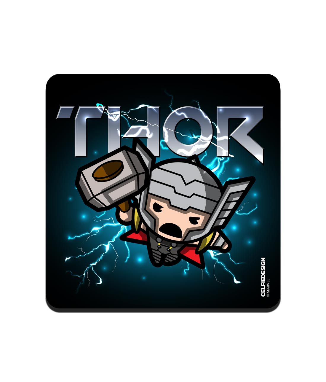 Thunderous Thor Kawaii - 10 X 10 (cm) Coasters -Celfie Design - India - www.superherotoystore.com