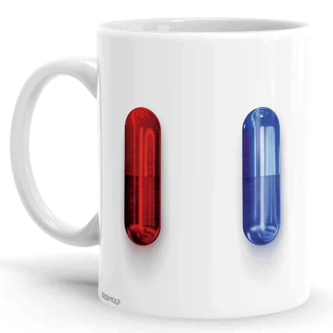 RED PILL, BLUE PILL - COFFEE MUG -Redwolf - India - www.superherotoystore.com