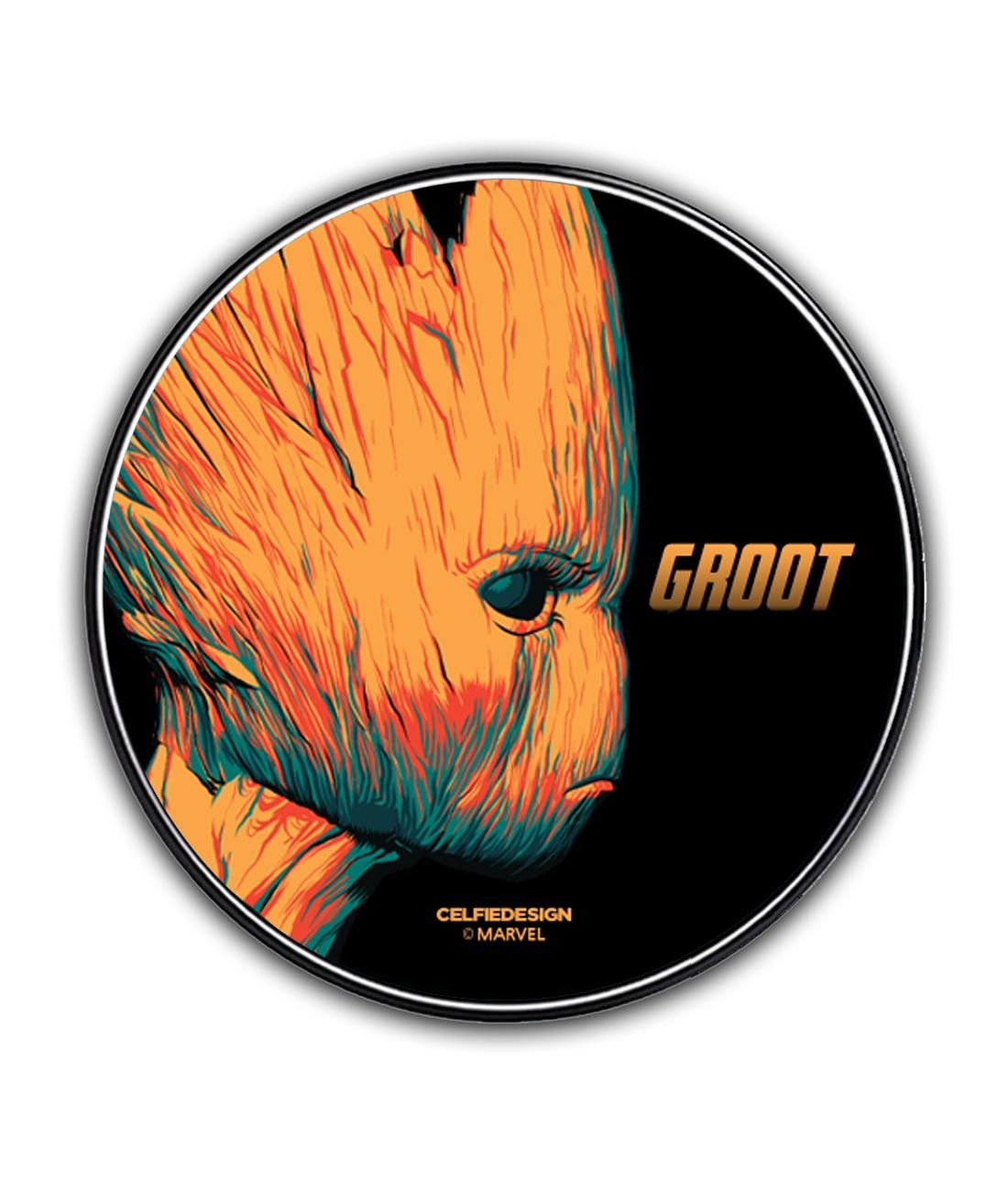 Illuminated Groot - 10 X 10 (cm) Circular Coaster -Celfie Design - India - www.superherotoystore.com
