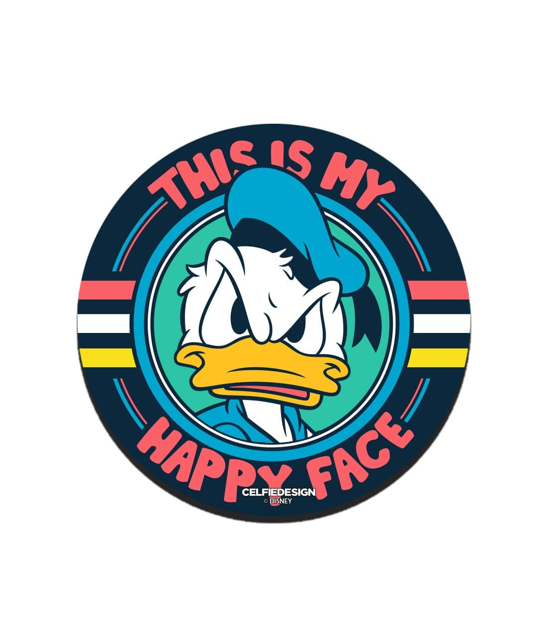 Donalds Happy Face - 10 X 10 (cm) Circular Coasters -Celfie Design - India - www.superherotoystore.com