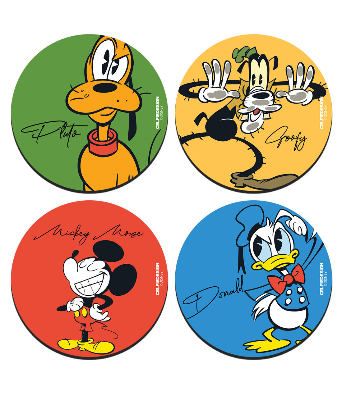 The True Mickey Friends - 10 X 10 (cm) Circular Coaster Set of 4 -Celfie Design - India - www.superherotoystore.com