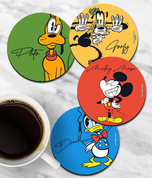 The True Mickey Friends - 10 X 10 (cm) Circular Coaster Set of 4 -Celfie Design - India - www.superherotoystore.com