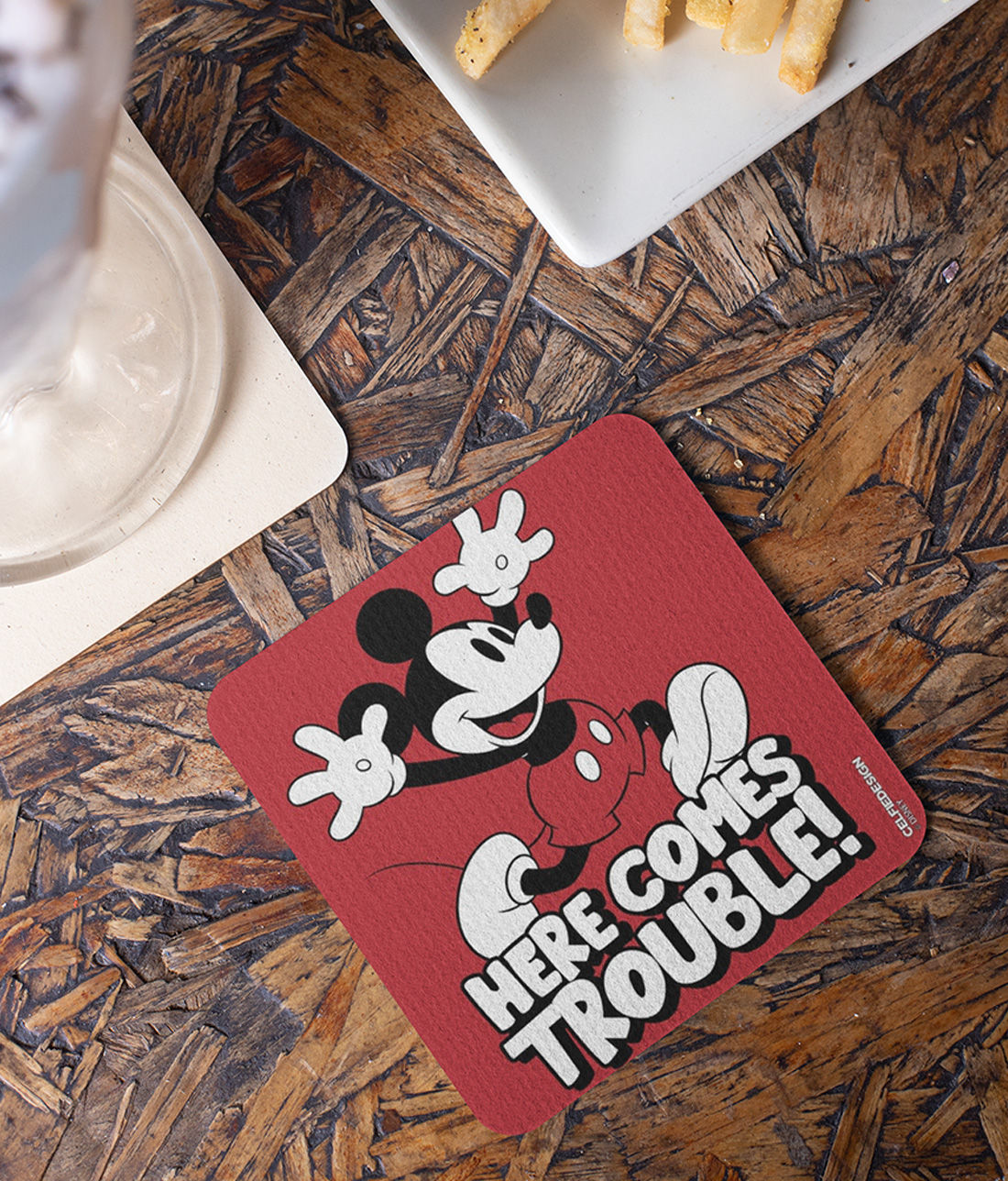 Mickey brings Trouble - 10 X 10 (cm) Coasters -Celfie Design - India - www.superherotoystore.com