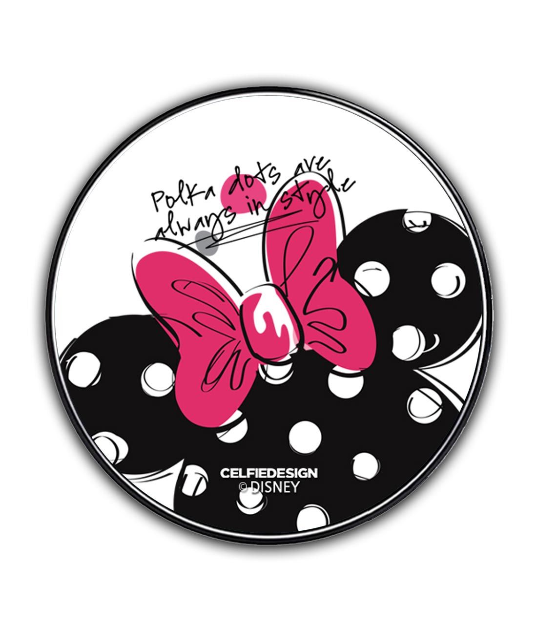 Polka Minnie - 10 X 10 (cm) Circular Coaster -Celfie Design - India - www.superherotoystore.com