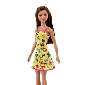 Barbie Doll with Colorful Butterfly And Barbie Print Yellow Dress & Strappy Heels by Mattel -Mattel - India - www.superherotoystore.com