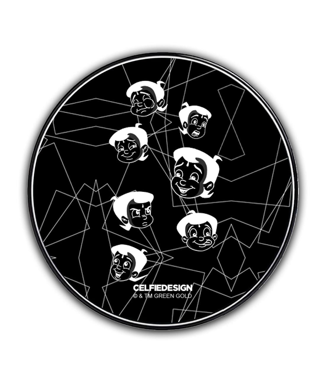 Moods Of Bheem Black - 10 X 10 (cm) Circular Coaster -Celfie Design - India - www.superherotoystore.com