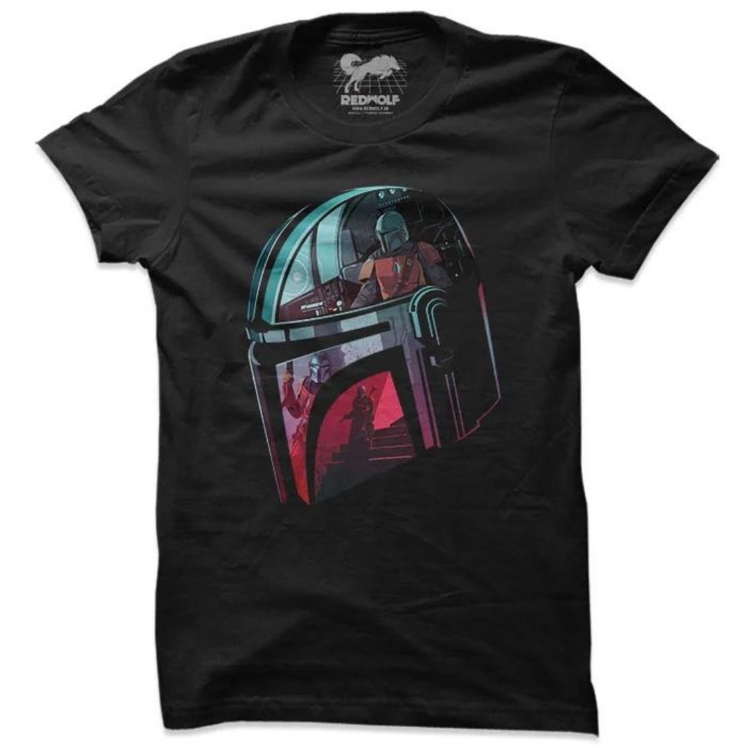 BOUNTY HUNTER: NEO NOIR - THE MANDALORIAN OFFICIAL T-SHIRT -Redwolf - India - www.superherotoystore.com