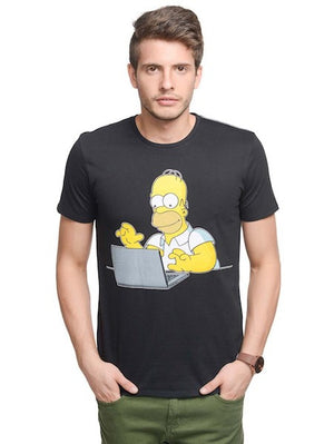 Homer Simpsons Black Half Sleeve T-Shirt by Bio World -Bio World - India - www.superherotoystore.com