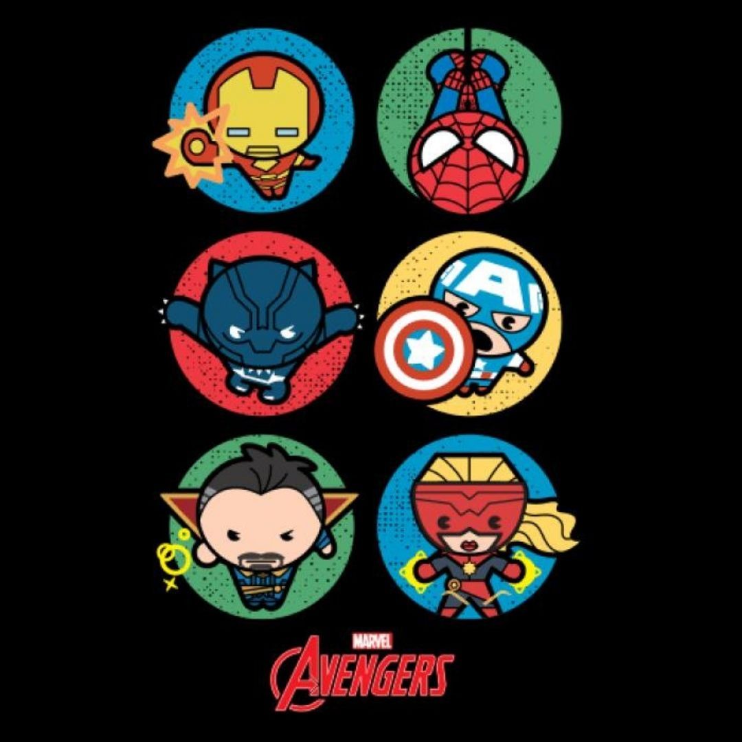 Avengers Lineup Chibi-Style T-Shirt -Redwolf - India - www.superherotoystore.com