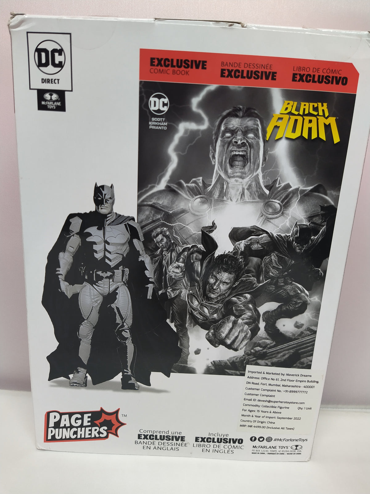 Batman Action Figure with DC Comics Black Adam Comic Book by Mcfarlane Toys (Damaged Box) -Superherotoystore.com - India - www.superherotoystore.com