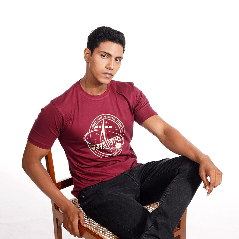 ISRO Maroon Classic ISRO logo T-Shirt -A47 - India - www.superherotoystore.com