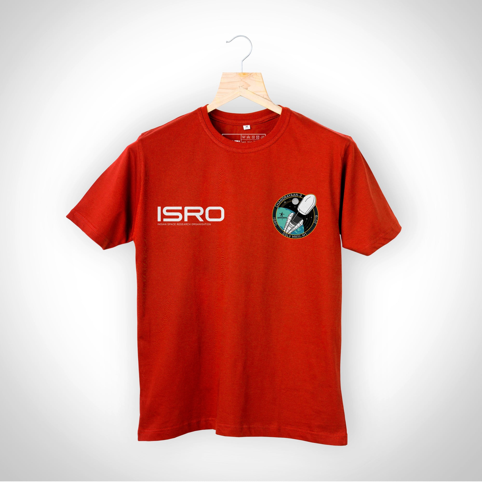 ISRO Red Unisex T-Shirt with Chandryaan-2 Printed Badge -A47 - India - www.superherotoystore.com