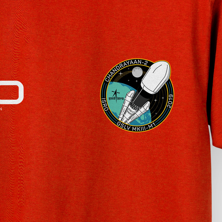 ISRO Red Unisex T-Shirt with Chandryaan-2 Printed Badge -A47 - India - www.superherotoystore.com