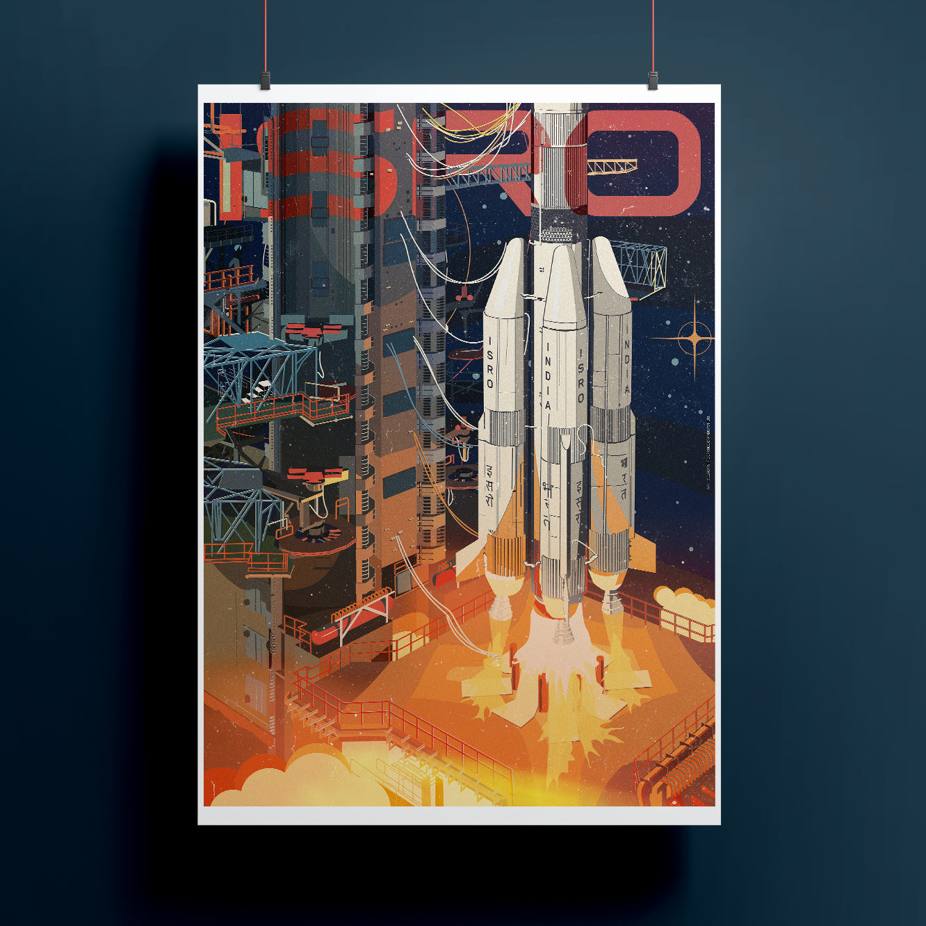 Night launch GSLV MKII Poster -A47 - India - www.superherotoystore.com