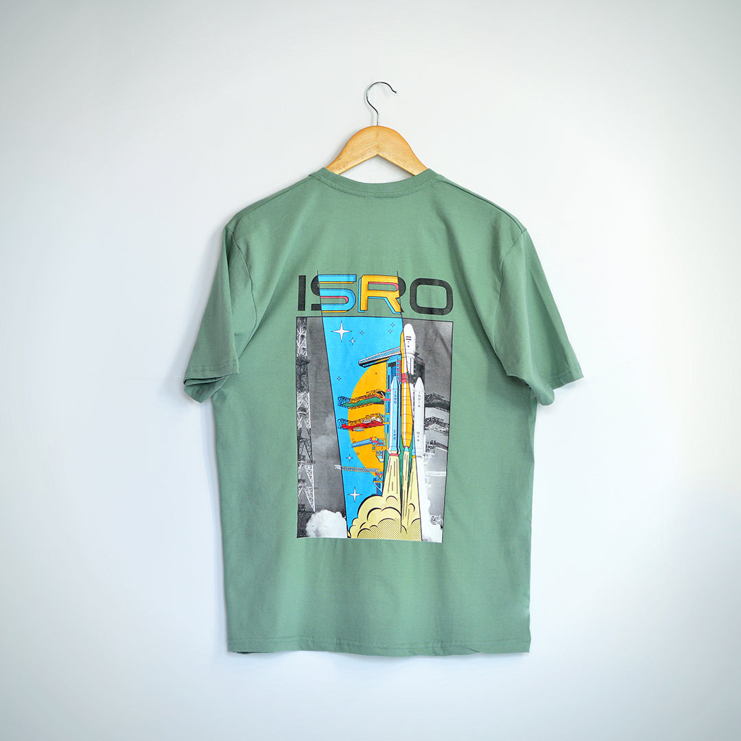 ISRO Sage Green Rocket Launch T-Shirt -A47 - India - www.superherotoystore.com