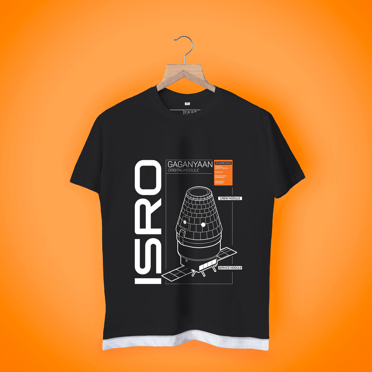 ISRO Black Gaganyaan T-Shirt -A47 - India - www.superherotoystore.com