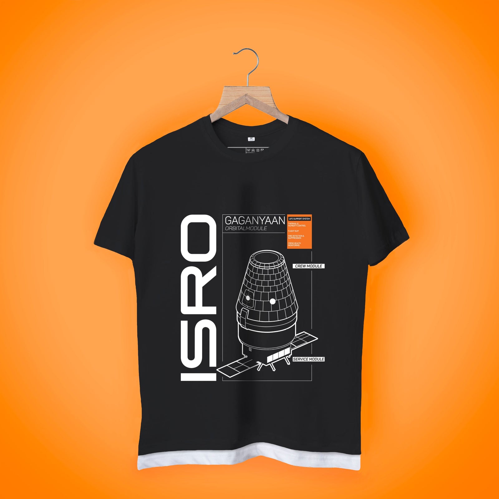 ISRO Black Gaganyaan T-Shirt -A47 - India - www.superherotoystore.com