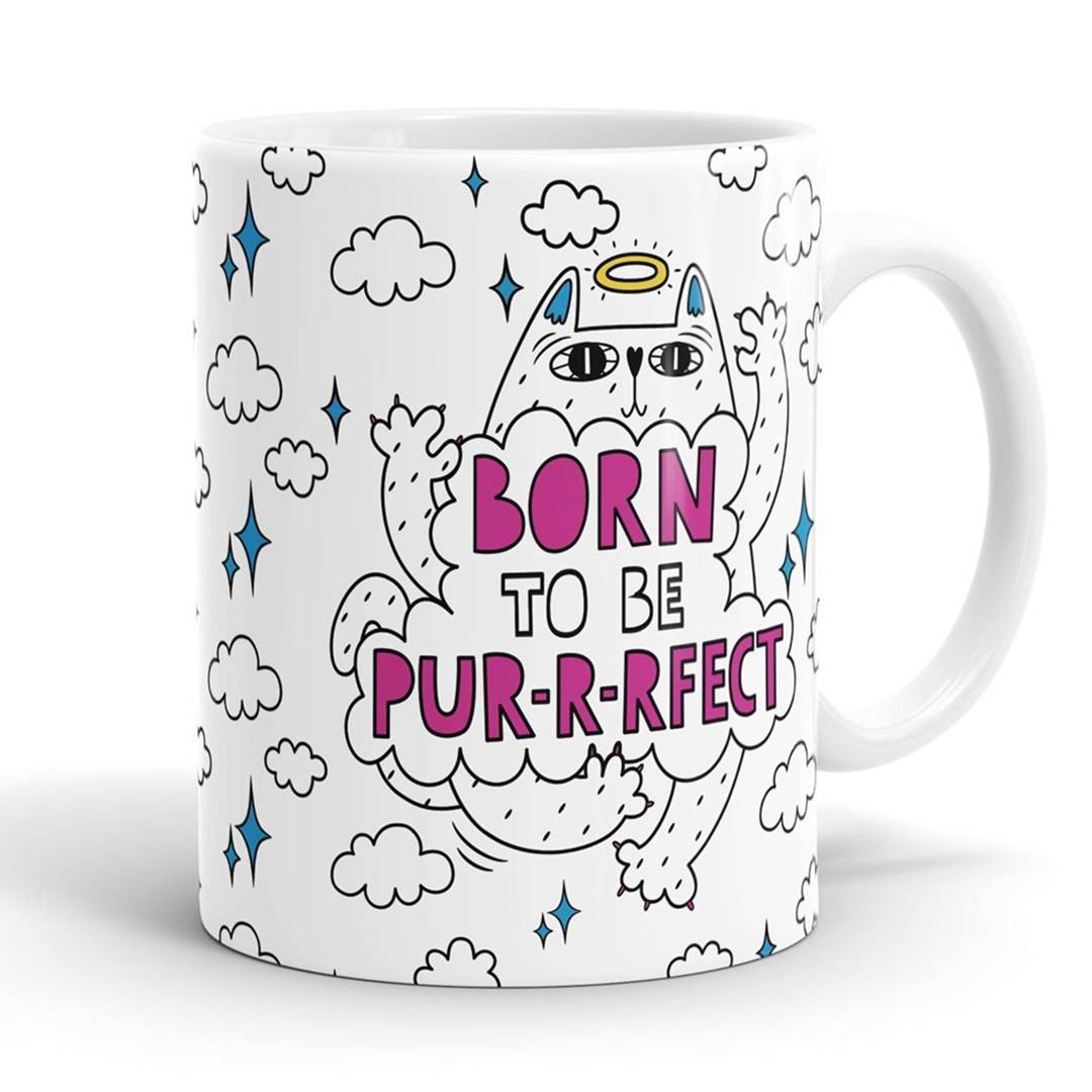 Born to be purrrfect - Coffee Mug -Celfie Design - India - www.superherotoystore.com