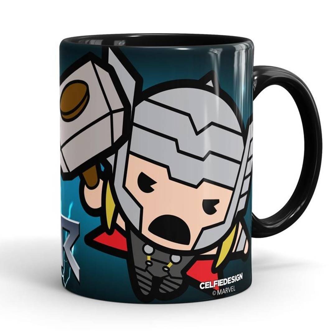 Thunderous Thor Kawaii - Coffee Mug -Celfie Design - India - www.superherotoystore.com