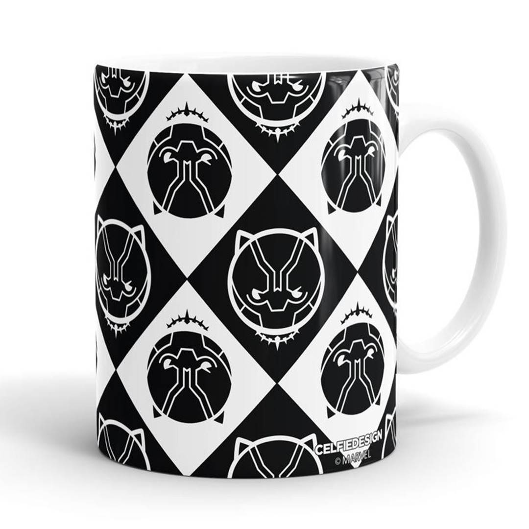 Black Panther Kawaii Pattern - Coffee Mug -Celfie Design - India - www.superherotoystore.com