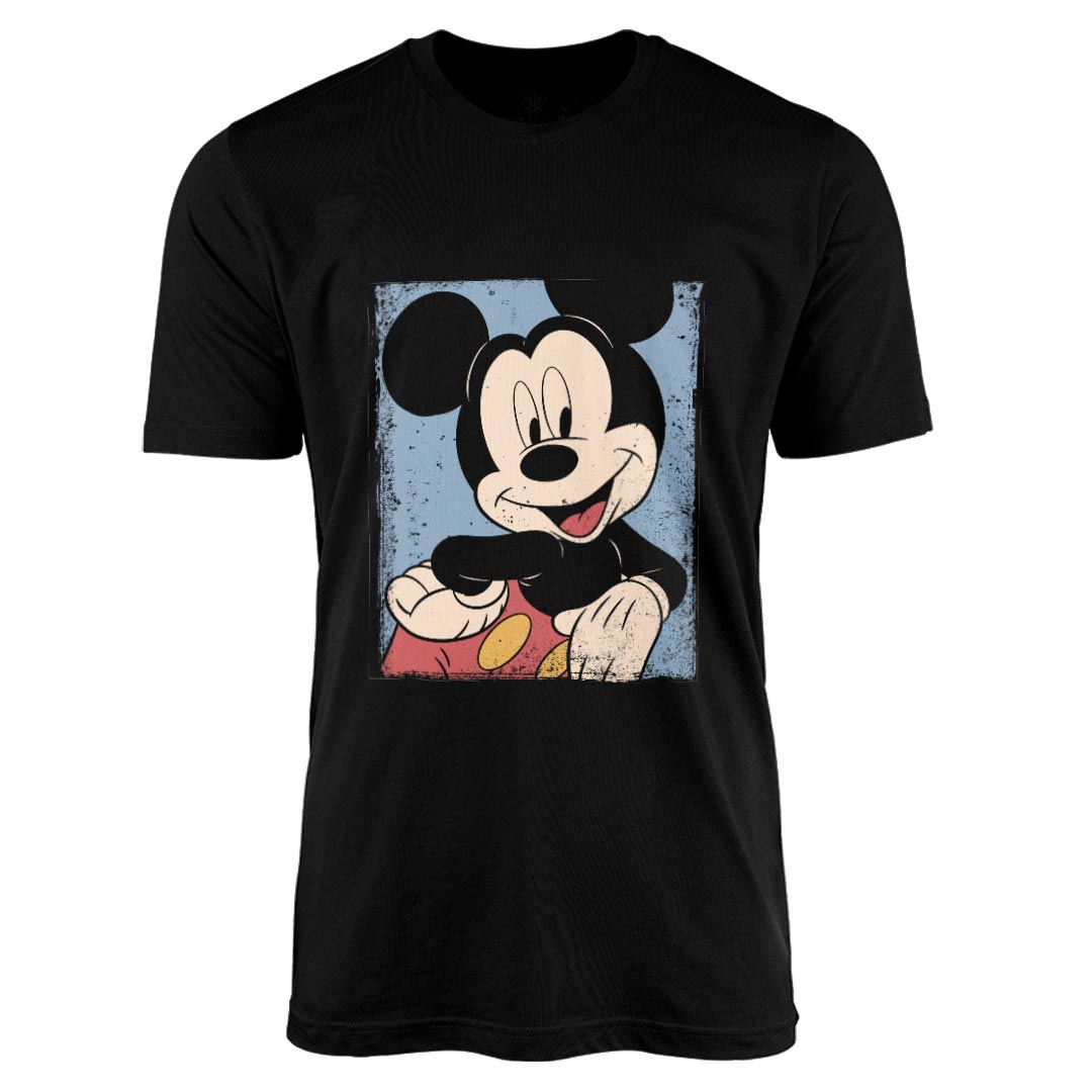 black shirt with mickey mouse