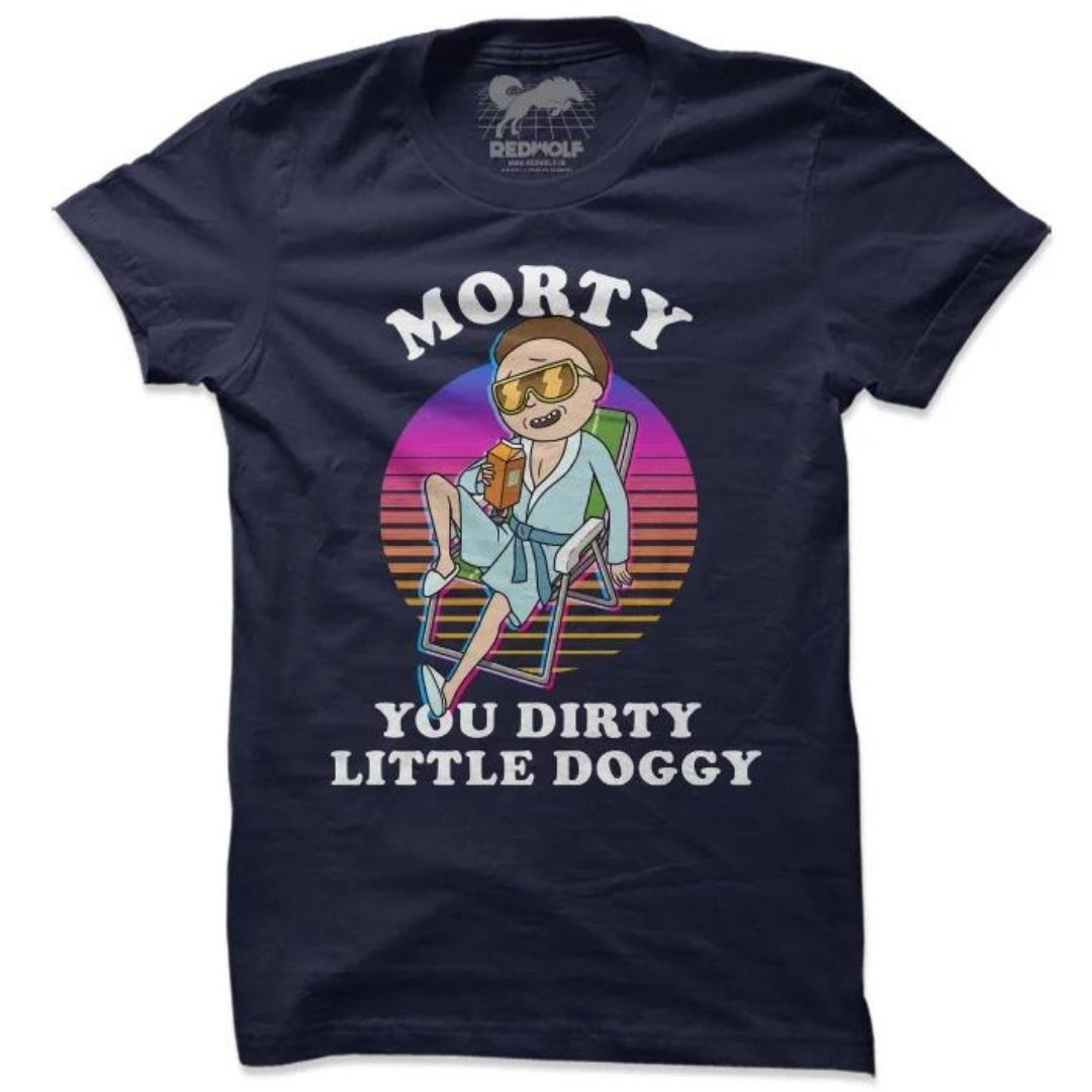 DIRTY LITTLE DOGGY - RICK AND MORTY OFFICIAL T-SHIRT -Redwolf - India - www.superherotoystore.com